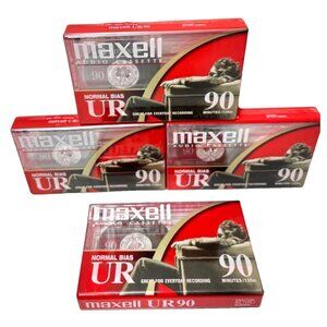 Maxwell UR90 Blank Cassette 90 Minutes Cassette Tape 4PC LOT Vintage New Sealed